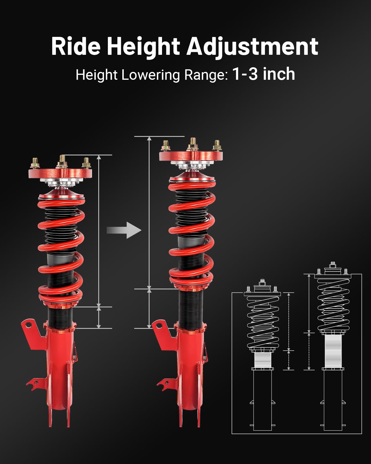 EVIL ENERGY Coilovers Compatible for Honda Civic 2012-2015 FG3/FB2(Excluding 2014-2015 Si model), for Acura ILX (DE) 2013-2016, Twin-Tube Coilovers Suspension Kit, Height Adjustable Lowering Kit