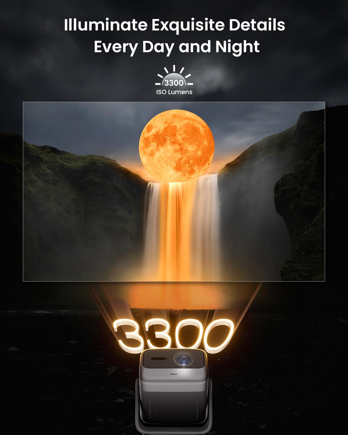JMGO N1S Ultimate Triple Laser 4K Projector, 3300 ISO Lumens Projector, Google TV Netflix, Real-Time Auto Screen Fit, HDR10, 180", Blu-ray 3D, Home Theater Projector with 20W Dolby Digital+
