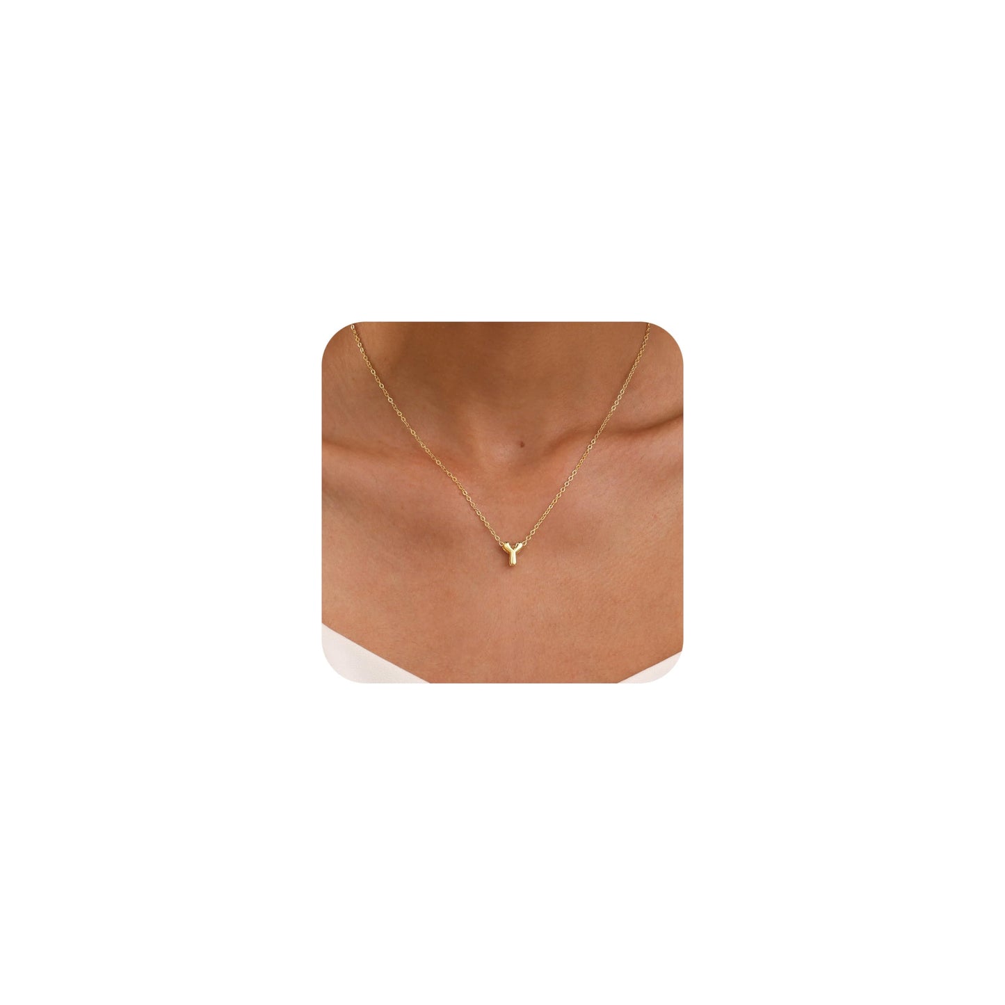 CUEZIY 14K Gold Plated Bubble Letter Necklace Initial Necklaces for Women Dainty Personalized Charm Pendant Name Necklace Cute Non Tarnish Fashion Accessories Teen Gift Trendy Stuff Jewelry Gifts