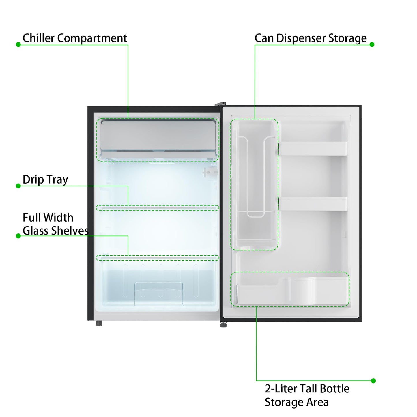 GAOMON 4.3 Cu.Ft Mini Fridge with Freezer, Single Door Mini Fridge, 7 Settings Temperature Adjustable, Mini Refrigerator for Apartment Bedroom, Office, Dorm, Black