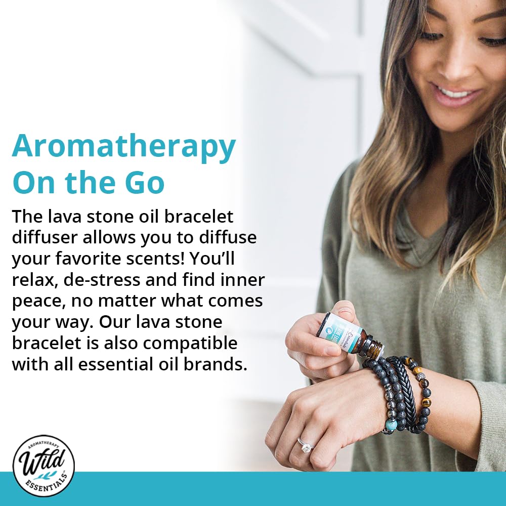 Wild Essentials Triple Band Namaste Lava Stone Essential Oil Diffuser Wrap Bracelet, Adjustable, Aromatherapy Jewelry Gift Set for Women or Men