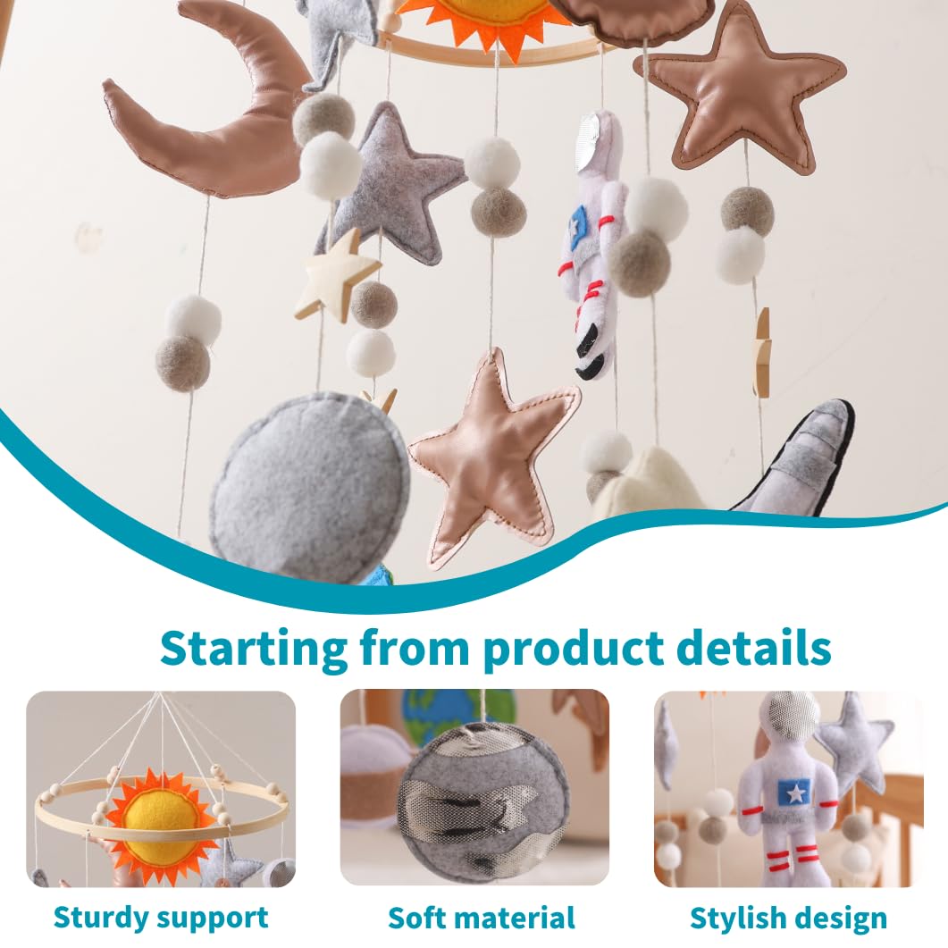 GOODMOM Baby Mobile for Crib, Astronaut Crib Nursery Mobile for Boys Girls, Handmade Baby Mobile Infant Bedroom Hanging Decoration Toy(Stellar Dream)