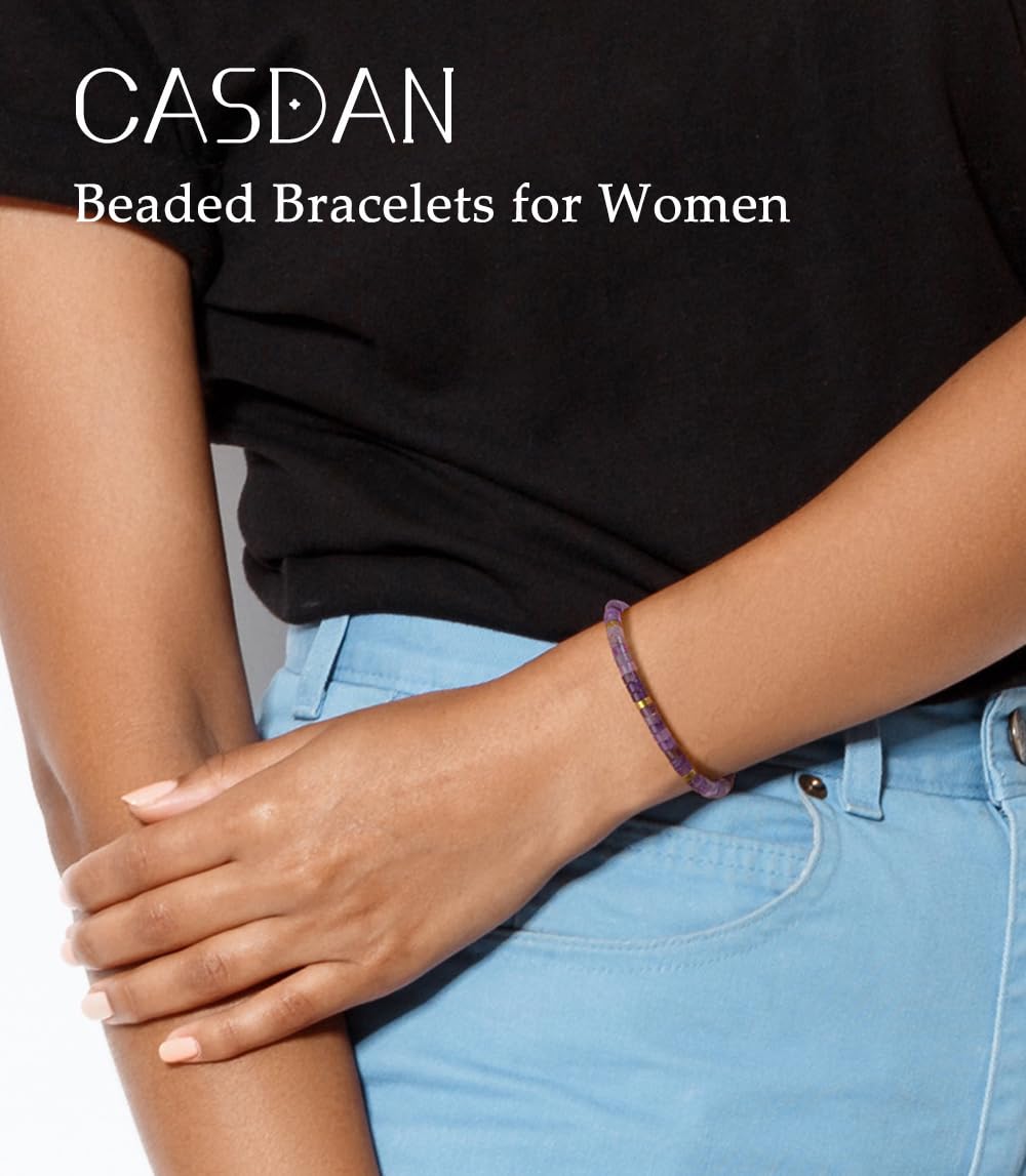 CASDAN Natural Crystal Healing Beaded Bracelet for Women Natural Stone Adjustable Braided Rope Bracelets Spiritual Inspirational Gifts Bracelets