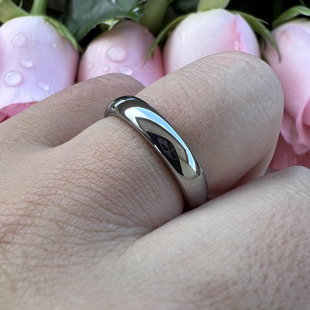 TUTISS 4mm Tungsten Rings for Women Men Engagement Wedding Bands Domed Polished Comfort Fit Size 11