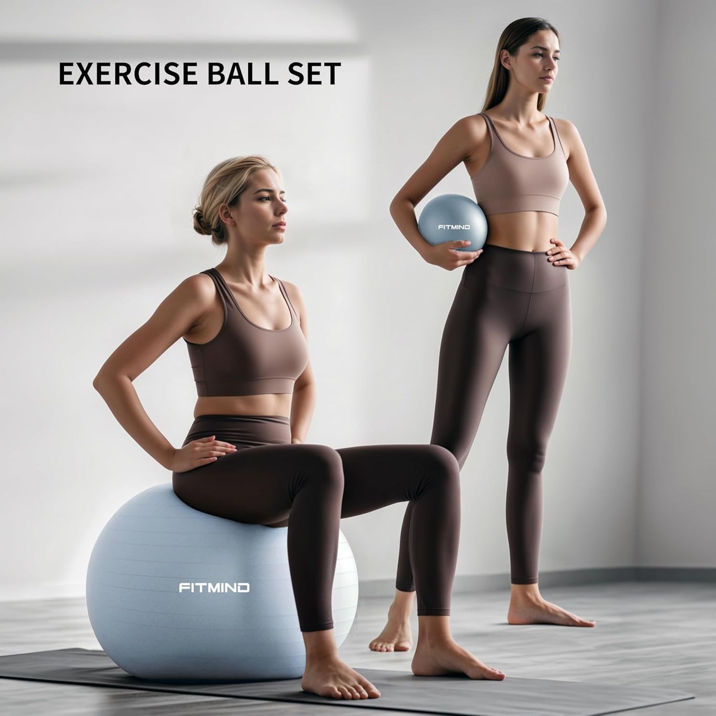 FITMIND Yoga Ball set-65cm&25cm(Blue)