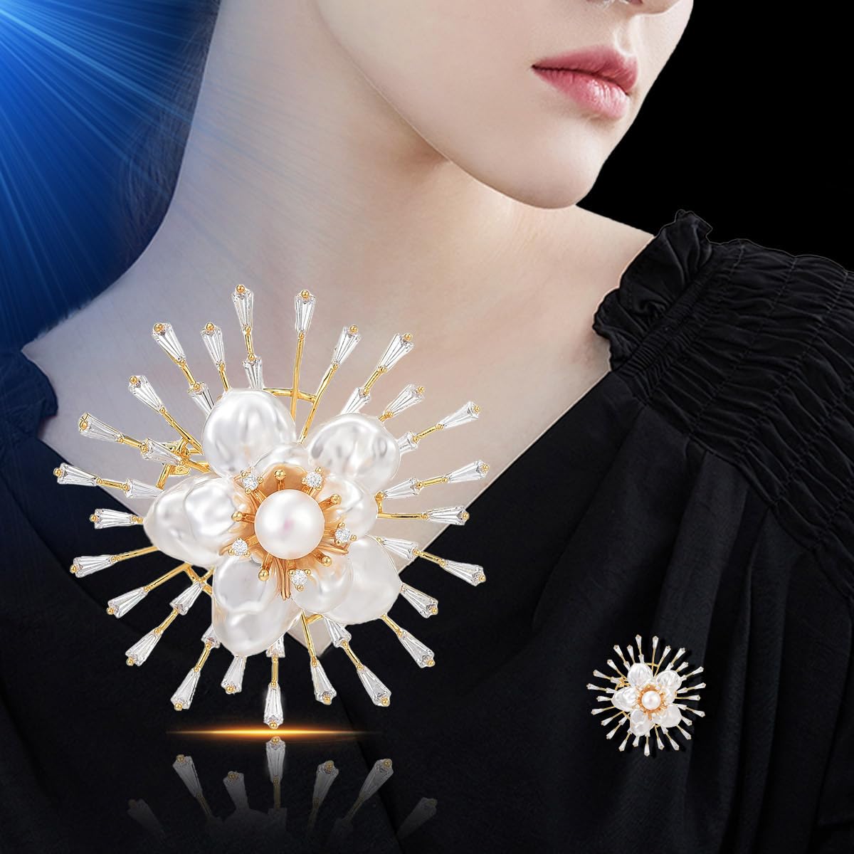 AILONMEI Brooches and Pins for Women Elegant Flower Pearl Brooches Costume Broches Jewelry Lady Christmas Pin for Women (GD-0116)