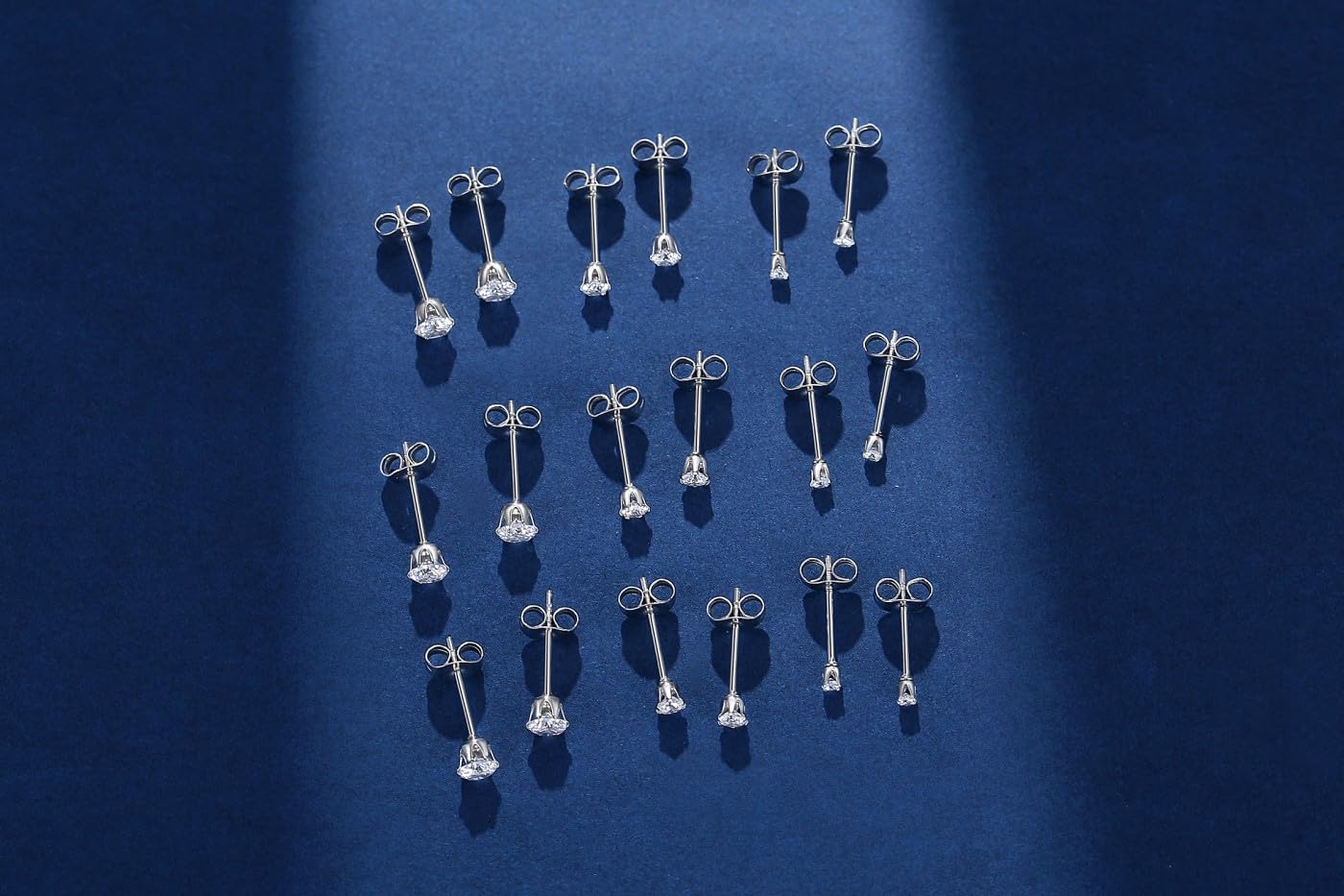 FOSIR 10 Pairs 2mm Tiny Women's Surgical Stainless Steel Clear Cubic Zirconia Stud Earrings, Hypoallergenic 316L Earrings Pack