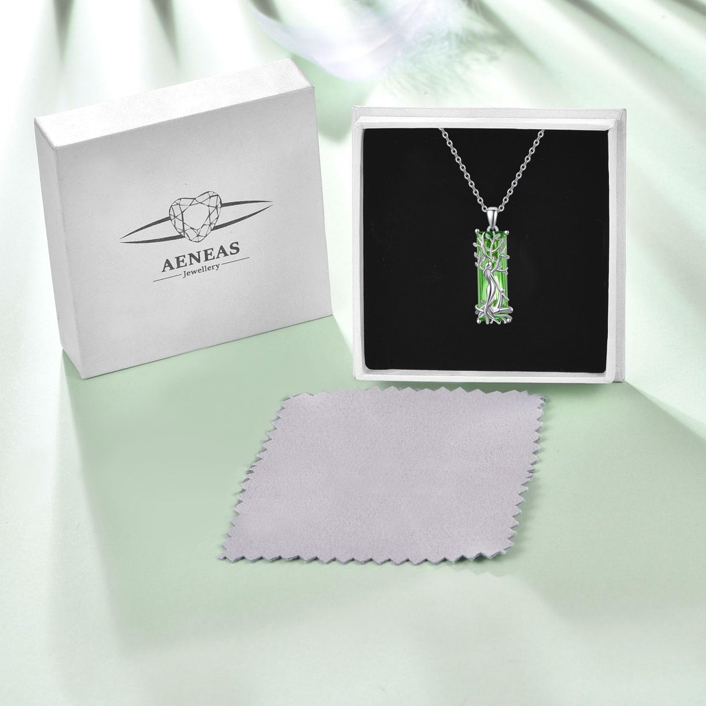 AENEAS Valentines Day Gifts for Women Her Tree of Life Necklace for Women 925 Sterling Silver Famliy Tree of Life Pendant Green Crystal Jewelry Gifts for Women Wife Her