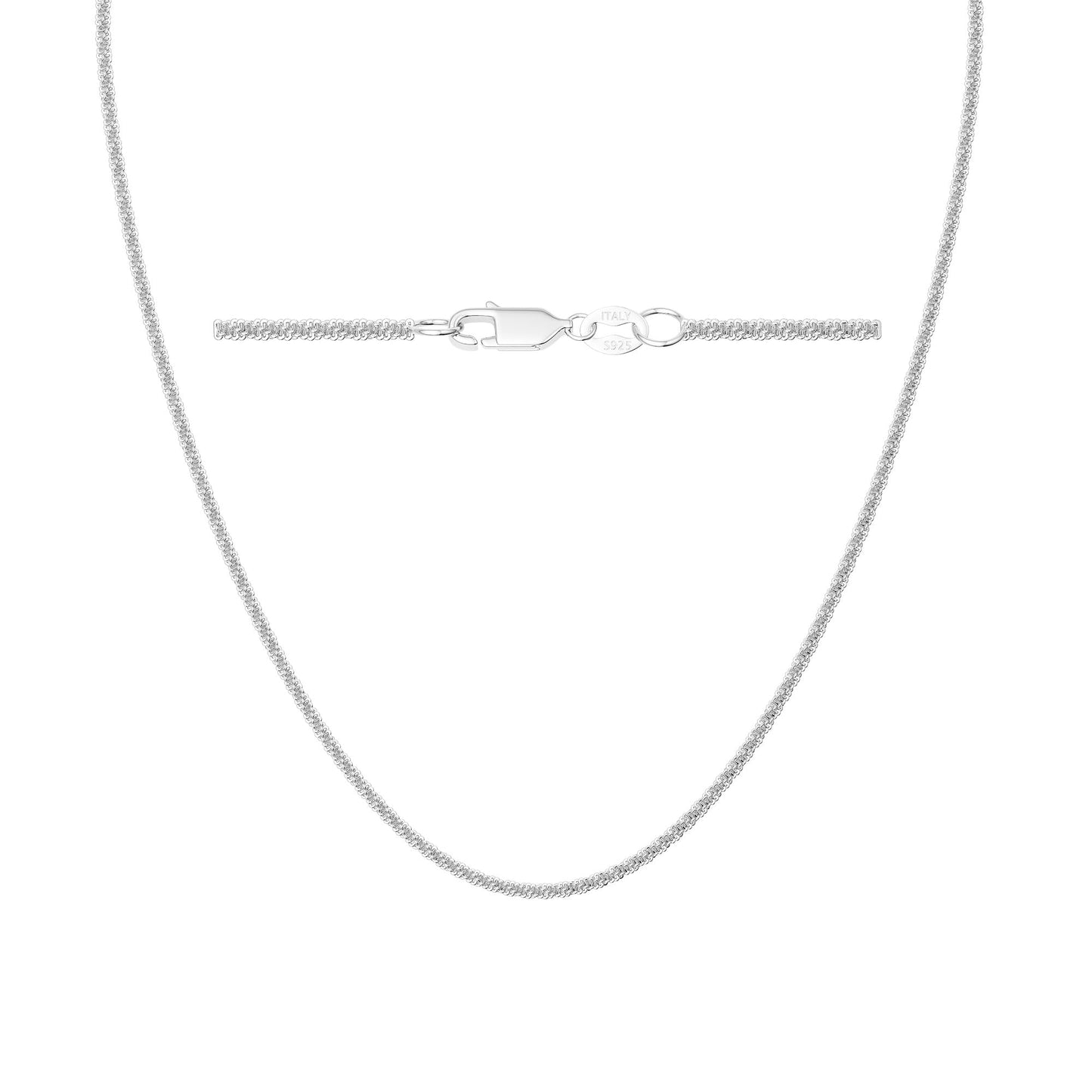 Freekiss 925 Sterling Silver Chain Choker Necklace for Women Trendy 16+2 Inch Adjustable Dainty Layered Sparkle Glitter Chain Necklace Simple Minimalism Fashion Silver Jewelry Gift 2.5mm