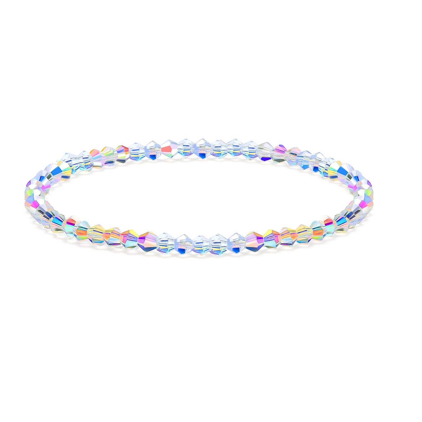 HANGINTHERE Stretch Adjustable Crystal Beaded Bracelet for Women, 7 in, 4mm Beads, with Velvet Pouch