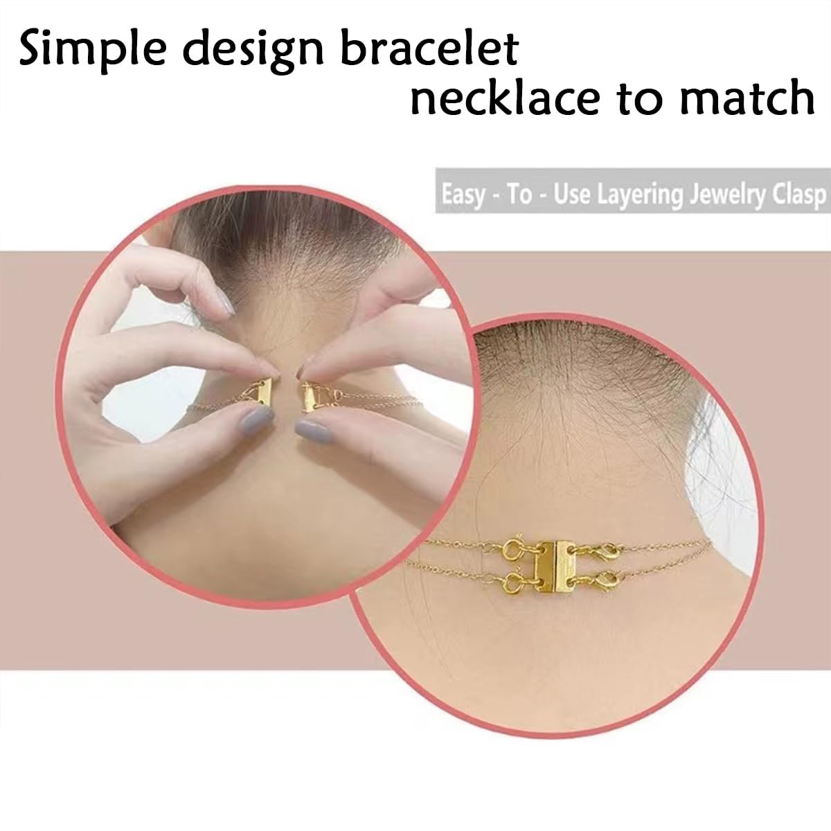Layering Magnetic Necklace Clasps, Multiple Necklace Clasp,Necklace Clasps for Layered Look,Stainless Steel Chain Link Clasps for Necklaces and Bracelets, Silver, Gold (2golden 2silver A)