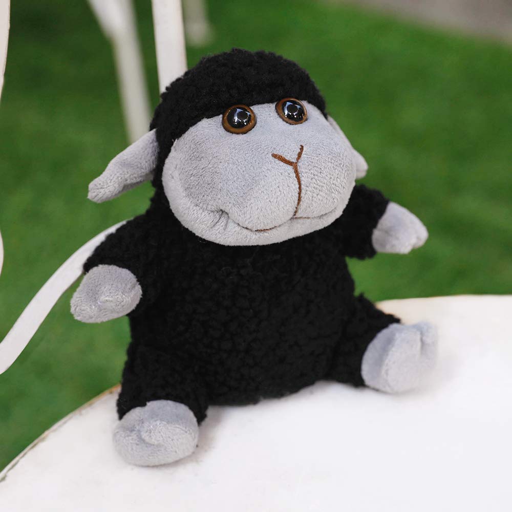 FRANKIEZHOU Sheep Stuffed Animal Lamb Plush Decorations 3Pcs (Sitting, Standing, Kneeling) Black Sheep Toys Gift for Kids Little Girl/Boy