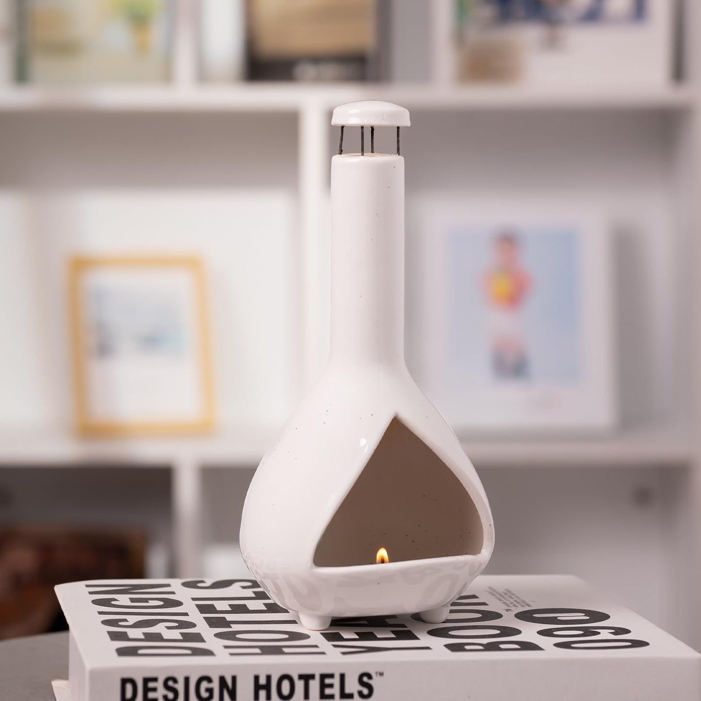 MOUGIGI Handmade Mini Chiminea Palo Santo Holder - Ceramic Incense Burner for Cone & Stick, Ideal for Meditation, Energy Cleansing, Aromatherapy and Ideal Gift for Home Decor