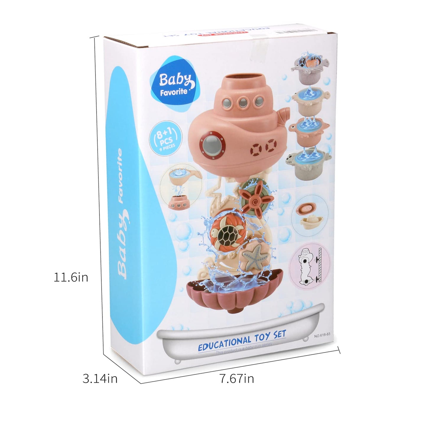 Bath Toys for Kids Ages 1-3 & Toddlers 2-4 - Infant/Baby Set for 6-12M - Bathtub Toys Set for Boys/Girls - Birthday