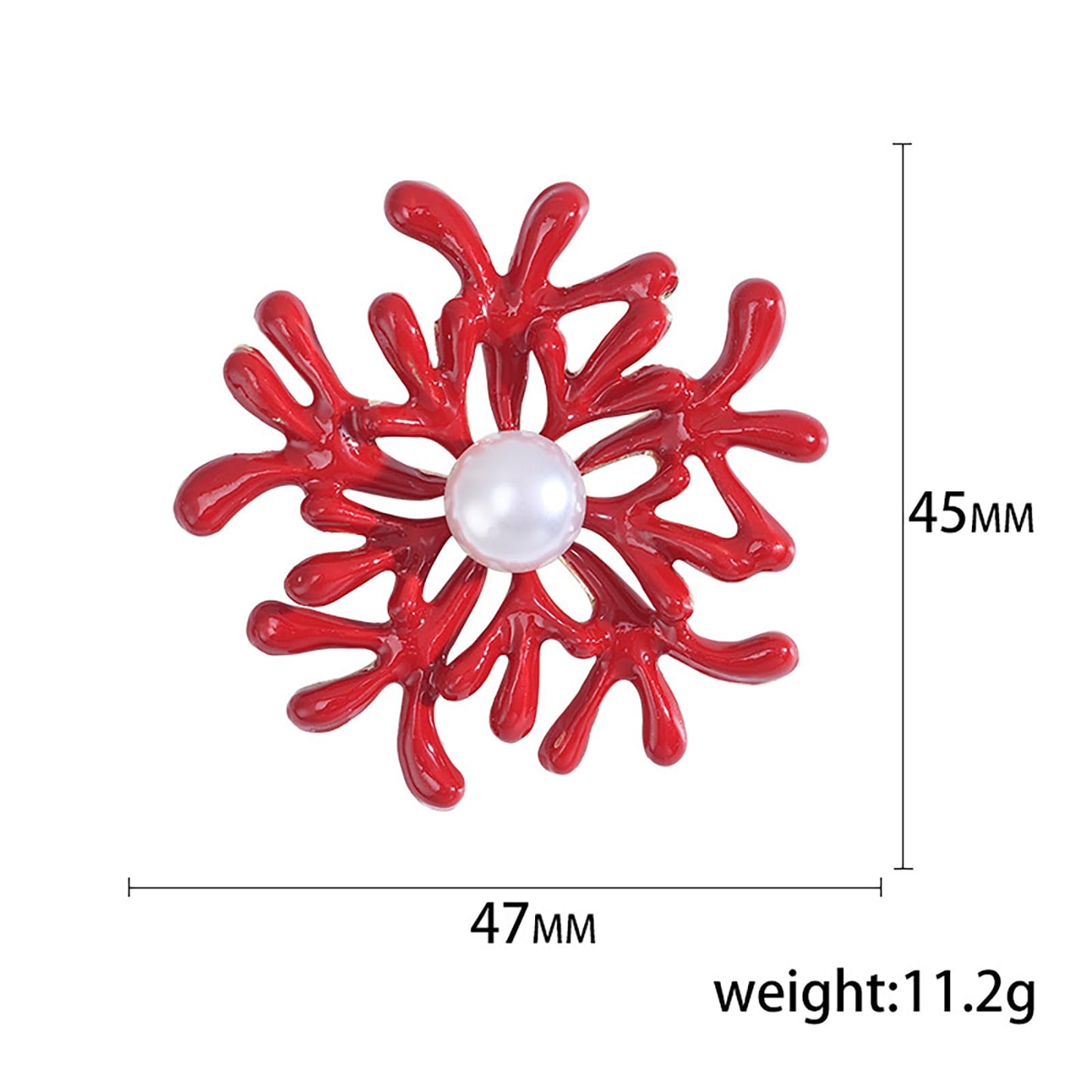 Elegant Coral Flower Brooch for Women Pearl Red Floral Lapel Pins Wedding Party Dance Dress Suit Clothes Accessories Jewelry