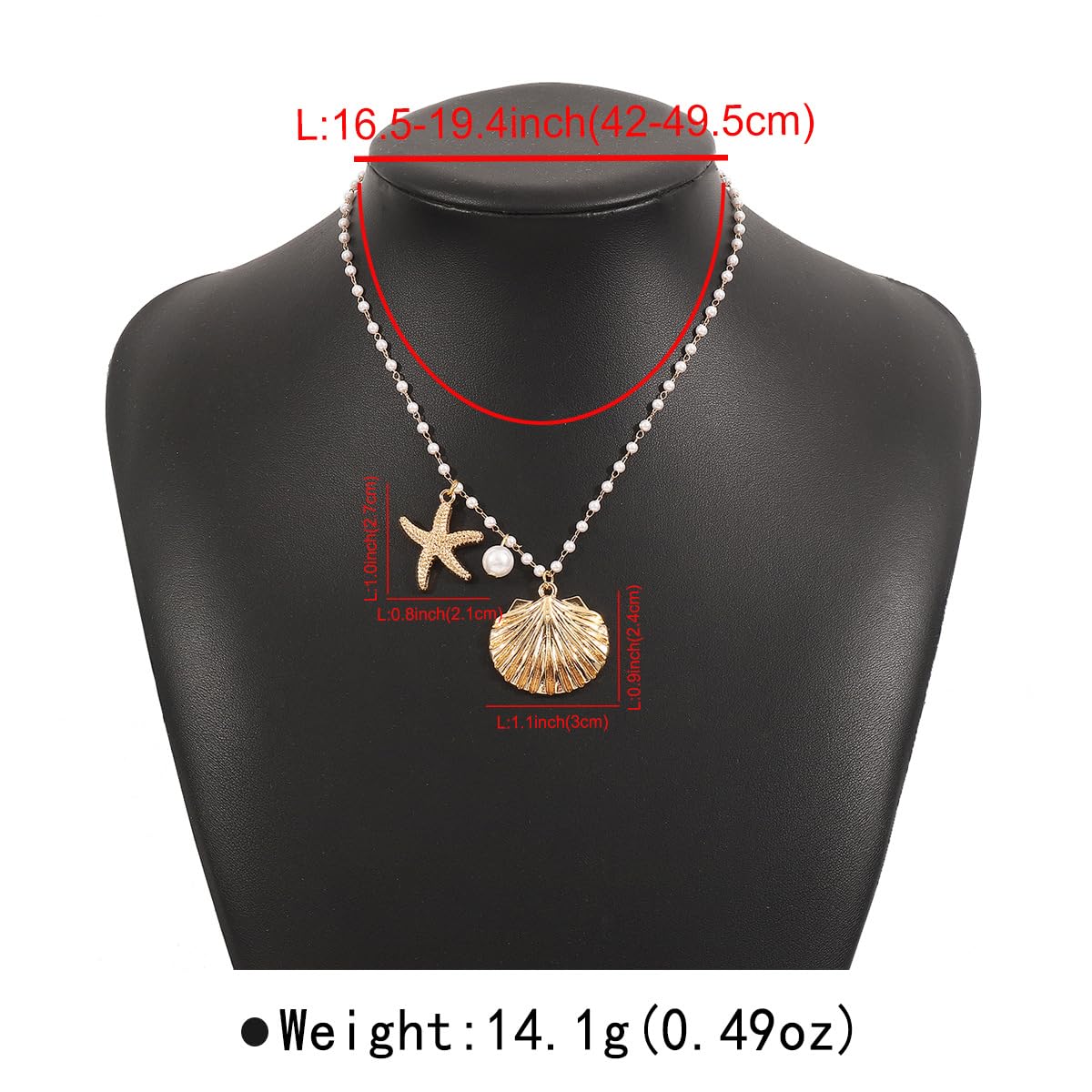 Starfish Necklace Gold Beach Jewelry for Women Pearl Seashell Necklace Cowrie Shell Beach Necklaces Ocean Summer Starfish Jewelry (5 - gold)