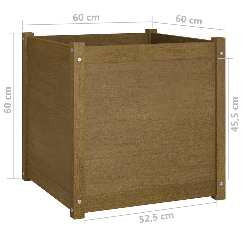 KPOUTRFG Solid Pine Wood Planters for Balcony Large Square Planters for Herbs and Vegetables Minimalist Style Outdoor Set of 1 Honey Brown