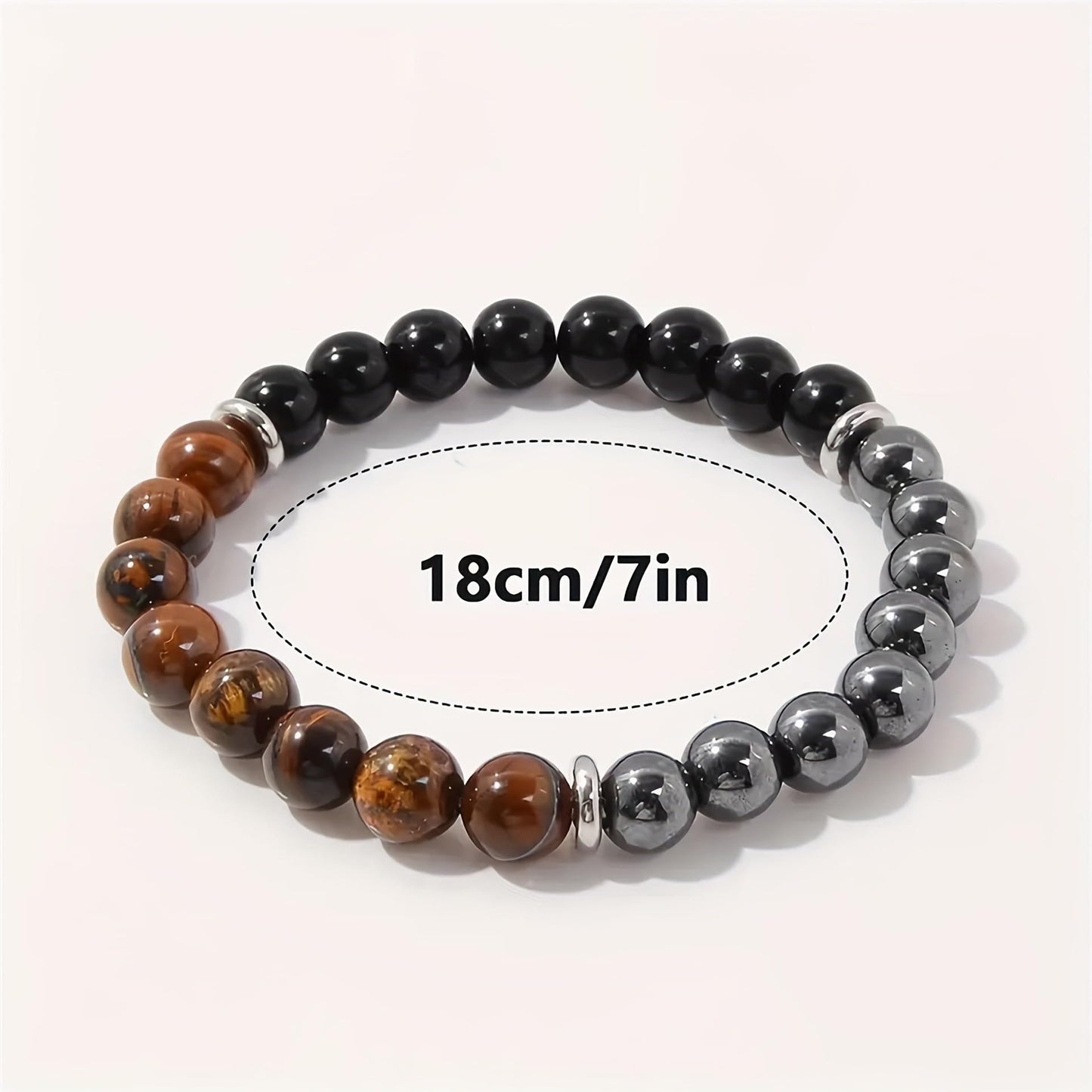 Triple Protection Healing Crystal Beaded Bracelet – Tiger Eye, Black Tourmaline & Hematite Natural Stone Jewelry – Strength & Positive Energy Gift for Men & Women – Christmas & Anniversary