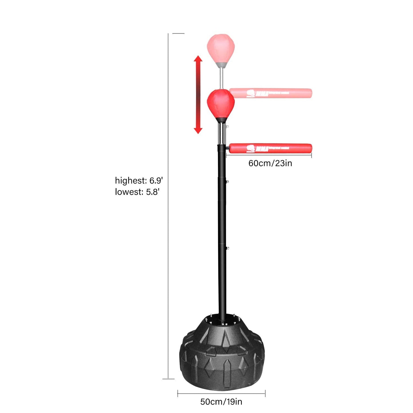INNOLIFE Boxing Bar, MMA Boxing Speed Trainer Ripid Spinning Bar with Punch Head & Punch Bag, Boxing Equipment for Home, Gym