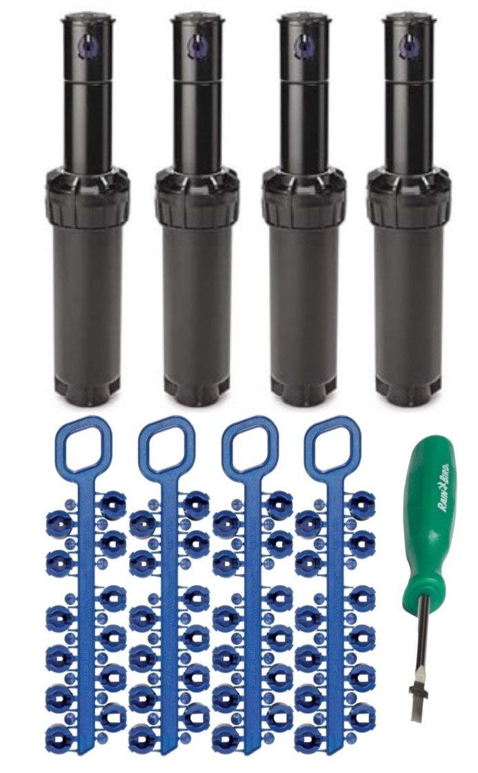 Rain Bird 5000 Series Rotor Sprinkler Heads bundle - by ItemEyes - with Nozzles and Adjustment Tool; 5004 PC model part circle 4" popup height (4 X Pack of 4)