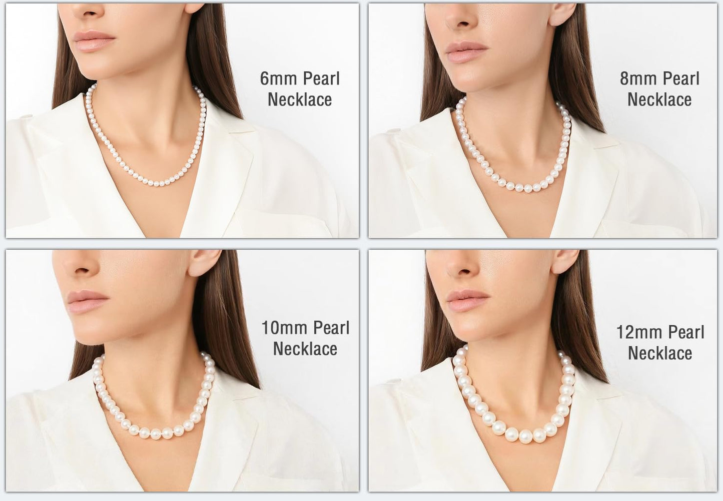 HUWODY Round White Simulated Shell Pearl Necklace Strand Pearl Choker Necklace Jewelry for Women 8mm 18inch