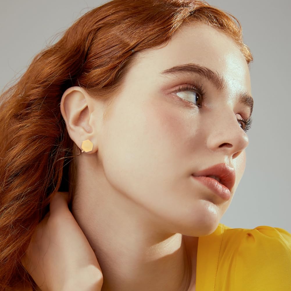 TNKBREEZE 5 Pairs Clip-on Earrings 5 Colors Stainless Steel Non-pierced Pressure Earrings Hexagon Compression Earring Adjustable Cuff Earring for Women Men Ladies