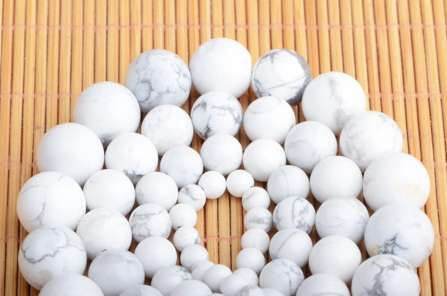 Bymitel 90 pcs Natural Genuine Real Round Loose Stone Beads Gemstone Spacers for Charm DIY Jewelry Making 15.5" per Strand 4mm (White Howlite, 4mm)