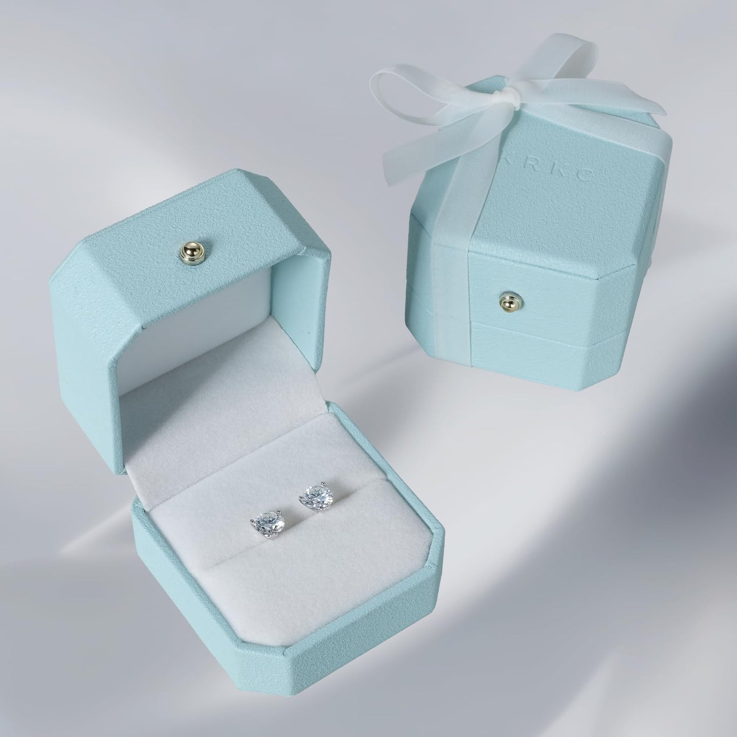 KRKC 1-2ct Moissanite Stud Earrings, D Color VVS1 Clarity, Lab Created Diamond Stud Earring for Women, 14K White Gold S925 Sterling Silver Earrings Friction Back for Women Men, Hypoallergenic
