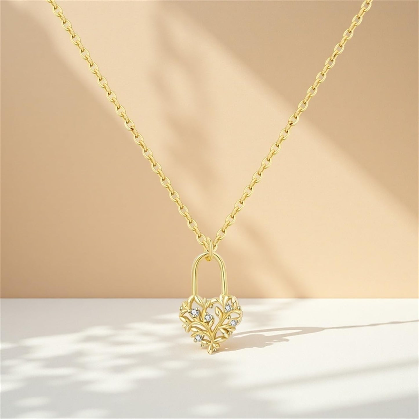 MISEFF 925 Sterling Silver Fashion Pendant Necklace for Women,Fashion Jewelry, 18K Gold Plated, Advanced Retro Series Link Chains ,Basic Multifunctional Accessories Suitable for Multiple Occasions and Daily Wear (Love Lock)