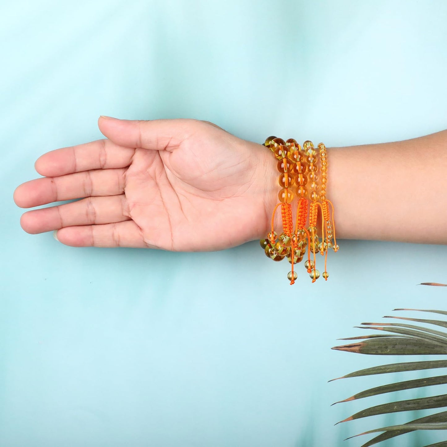 AD Beads 4mm Citrine Bracelet - Stone of Joy and abundance - Handmade Natural Stone Crystal Bracelet with Adjustable Macrame String - Yoga Healing Power Energy Gifts for Men and Women