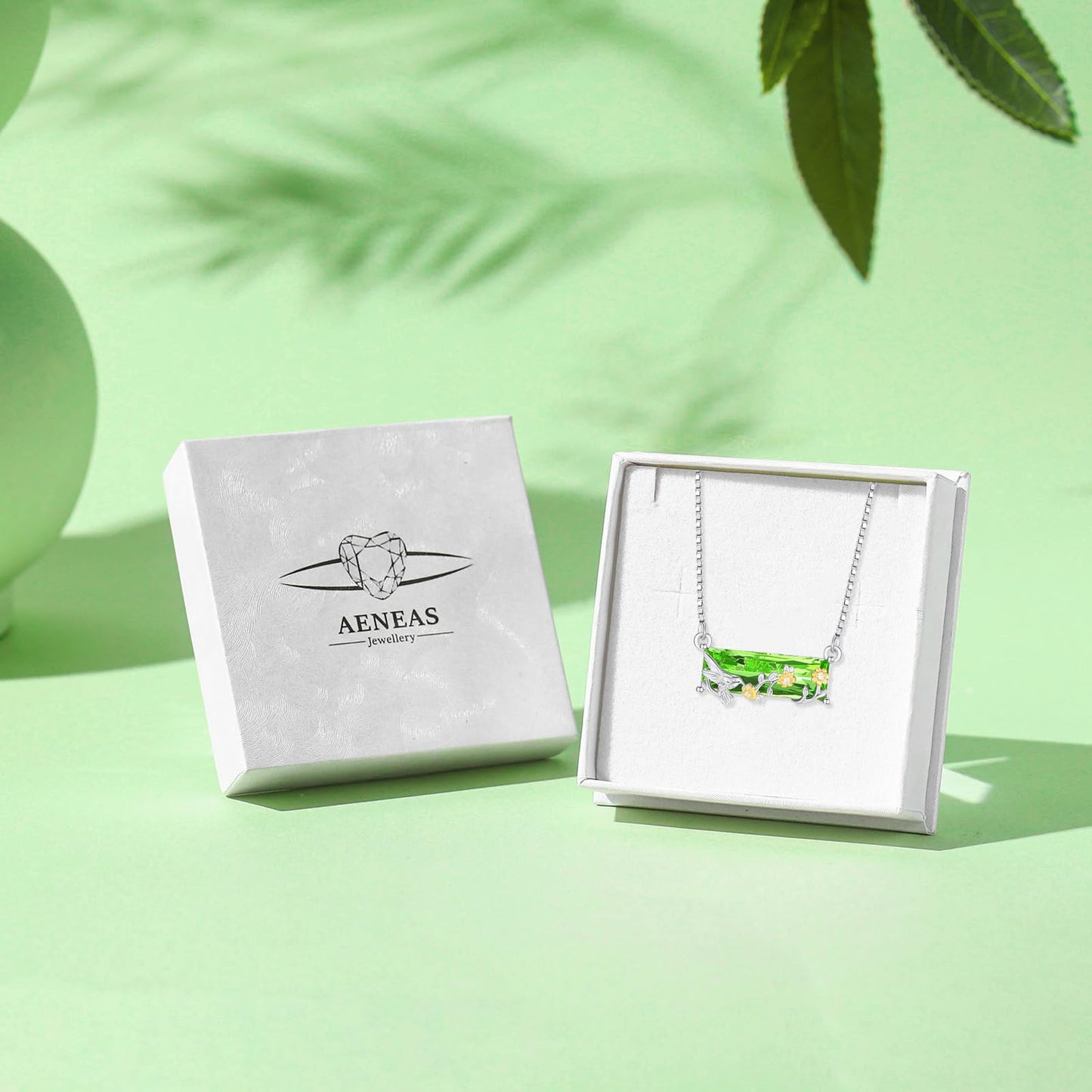 AENEAS Valentines Day Gifts for Women Her Hummingbird Necklace for Women Sterling Silver Cute Animal Pendant Plum Flower Green Crystal Jewelry Birthday Gifts for Her Wife Daughter