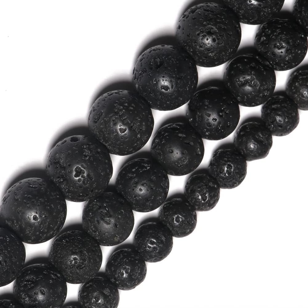 Yochus 60pcs Volcanic Rock/Black Lava Rock Beads,6mm Healing Power Natural Stone Round Loose Beads for Jewelry Making Earring Necklace DIY Crafts