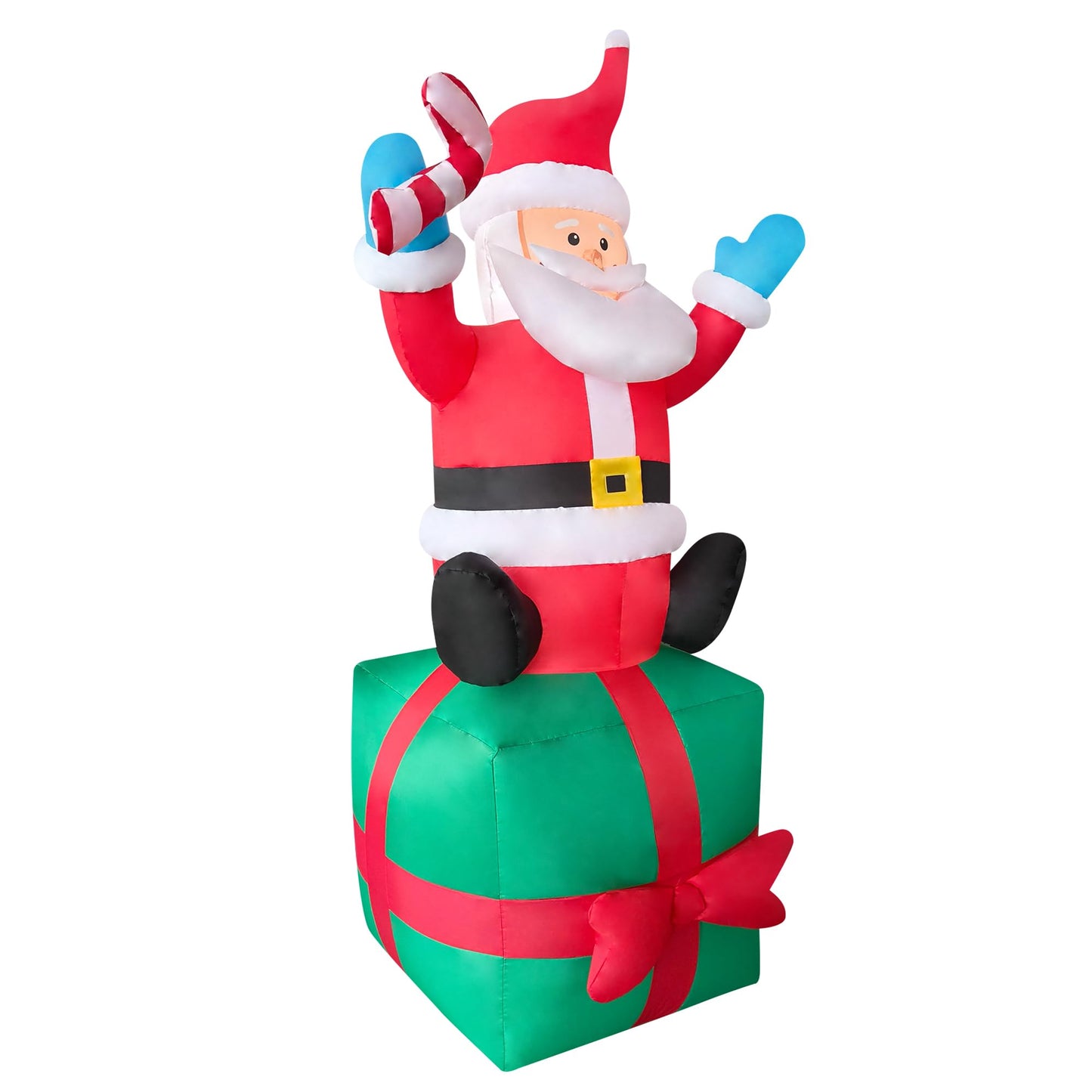 EEkiiqi 2 Packs 6FT Inflatable Christmas Santa Claus on Gift Box and Gingerbread Man Blow Up Decor for Christmas Outdoor/Doorway/Lawn Decor/Yard Party Decoration