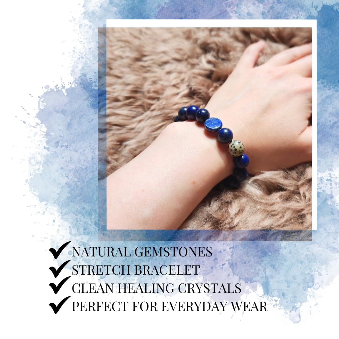 Handmade Jewelry: Crystal Bracelets for Women with Natural Gemstones - Boho Gifts by IMEL Studio (Dalmatian Protection Talisman for grounding and well-being)