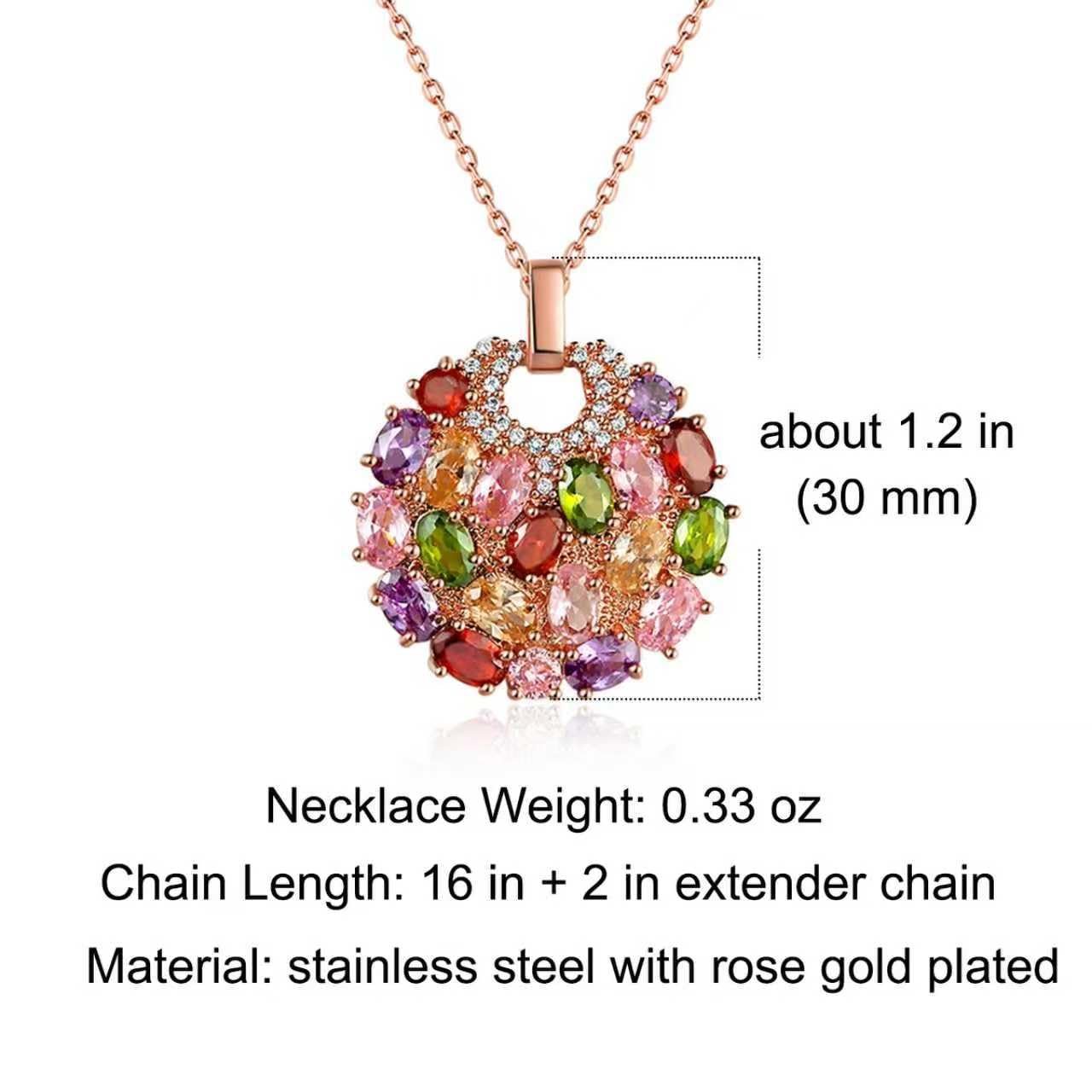 Kim Carrey Italian Elegant Rose Gold Necklace for Ladies | 18K Rose Gold Plated Necklace Pendant for Women | Gemstone necklace, Gift for Daughter, Wife, Mom, Her Jewelry (Floral Clutch)