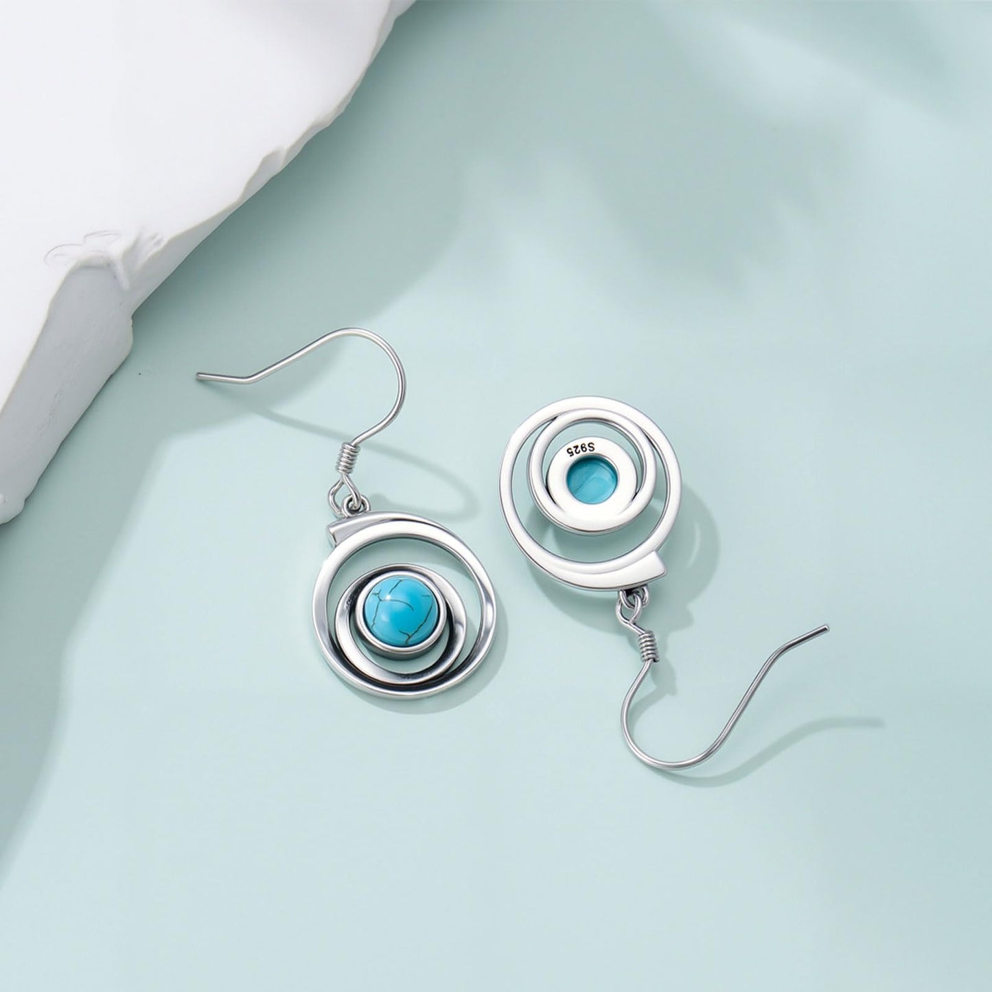 Eetaitai Natural Turquoise Earrings 925 Sterling Silver Pear Vintage Earrings Western Jewelry Boho Dangle Earrings for Women Birthday Cowgirl Mothers Day Gifts for Mom Wife Sister