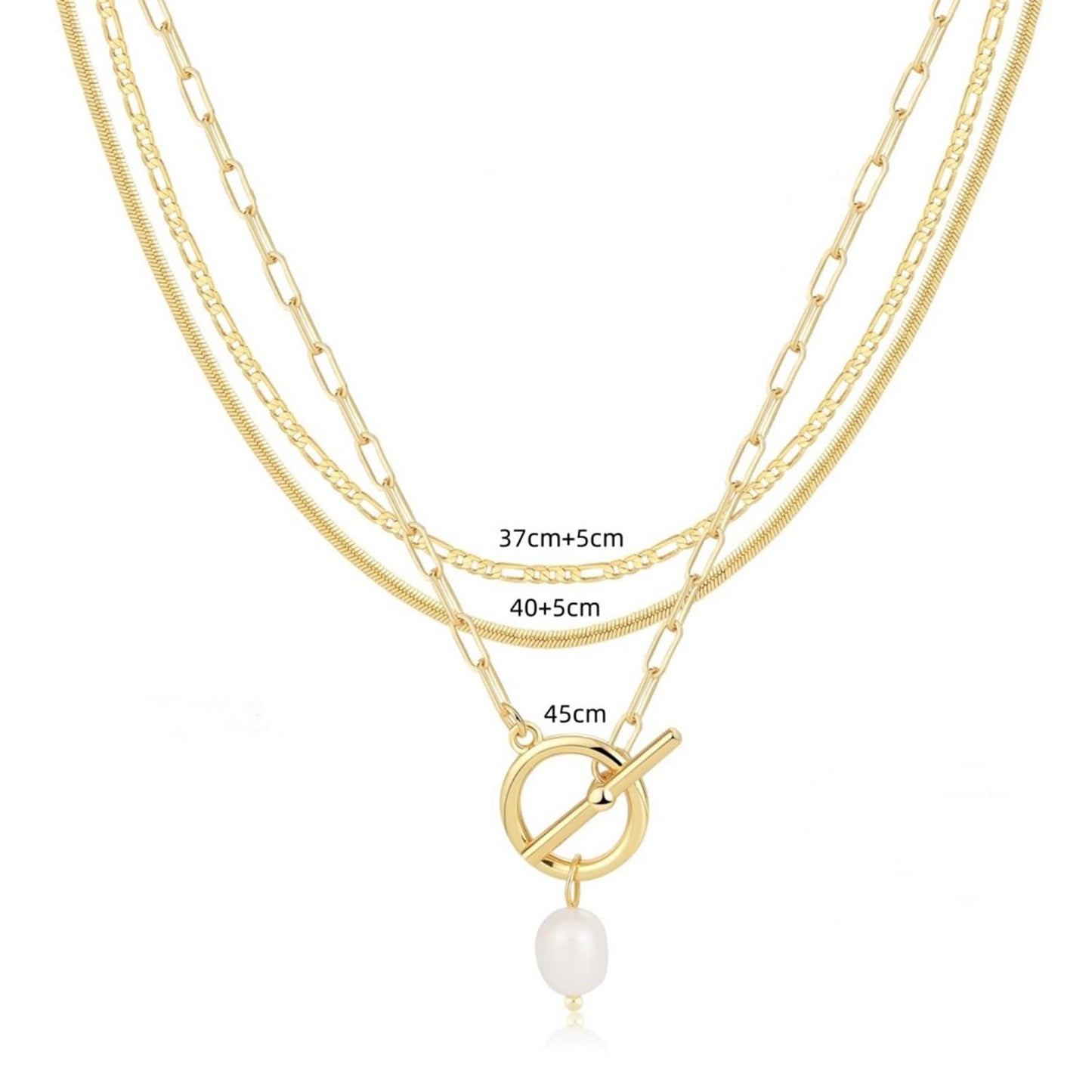 Gold Layered Necklaces for Women Stackable Pearl Pendant Choker Necklaces 3PCS Cute Simple Paperclip Chain Necklaces Set Dainty Trendy Multilayer Thin Chain Elegance Jewelry Set Gifts
