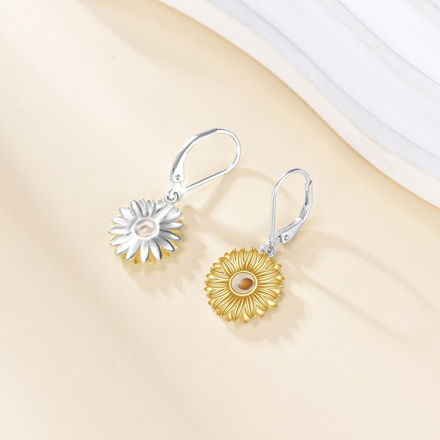 AOBOCO Mustard Seed Earrings for Women 925 Sterling Silver Sunflower Religious Christain Jewelry Birthday Gifts for Mom Friends (Sunflower Earrings)