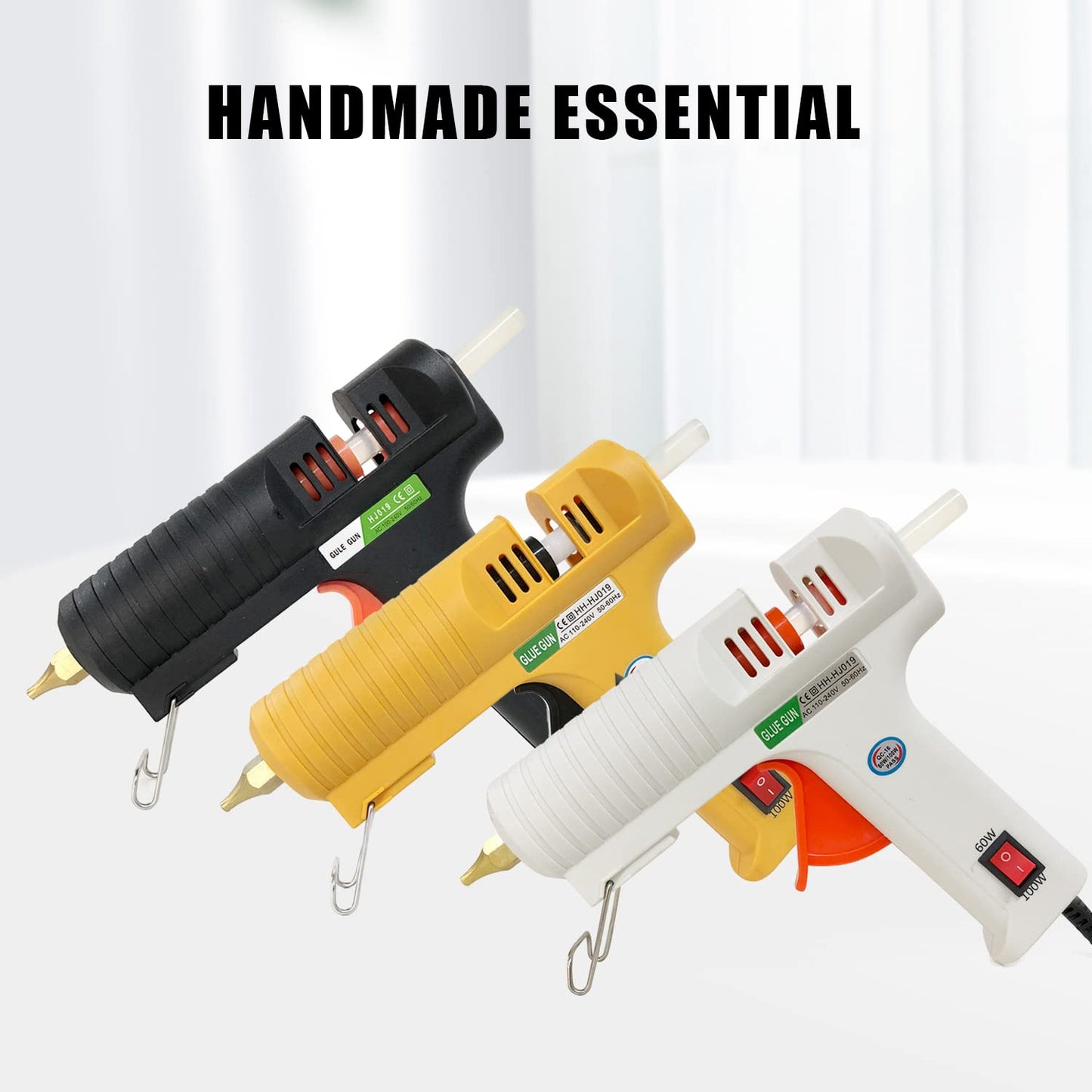 Hot Glue Gun,Full Size High Temperature Glue Gun Kit with 12 Clear Glue Sticks, 60/100W. For Craft School DIY Art Home and Quick Repair -BLACK