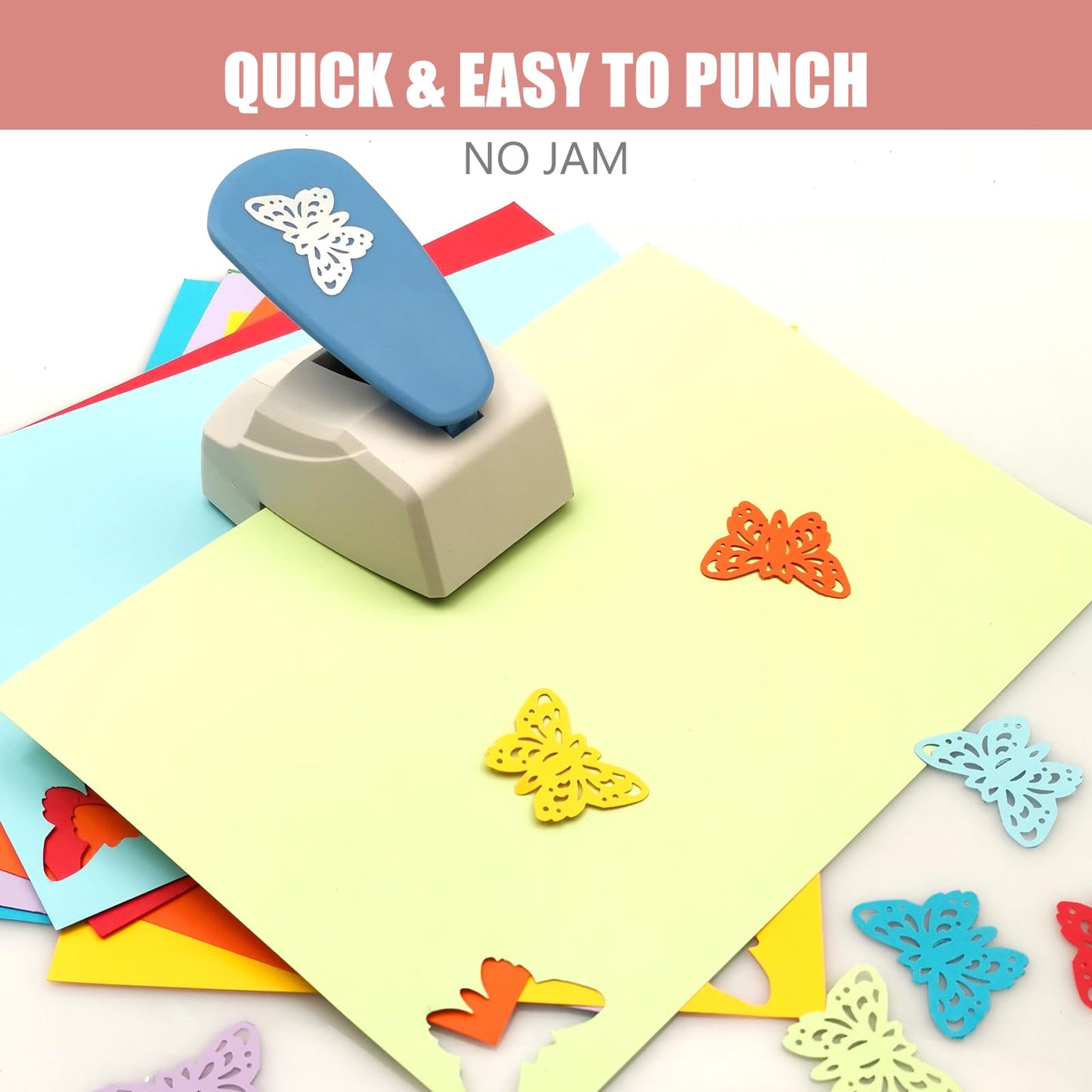 Craft Punch 1-7/8'' Butterfly Punch Butterfly Shapes Paper Cutter Puncher for Crafting on Card Stock, Various Paper Types, Vinyl Sticker (Non-Toy, Not for Children)