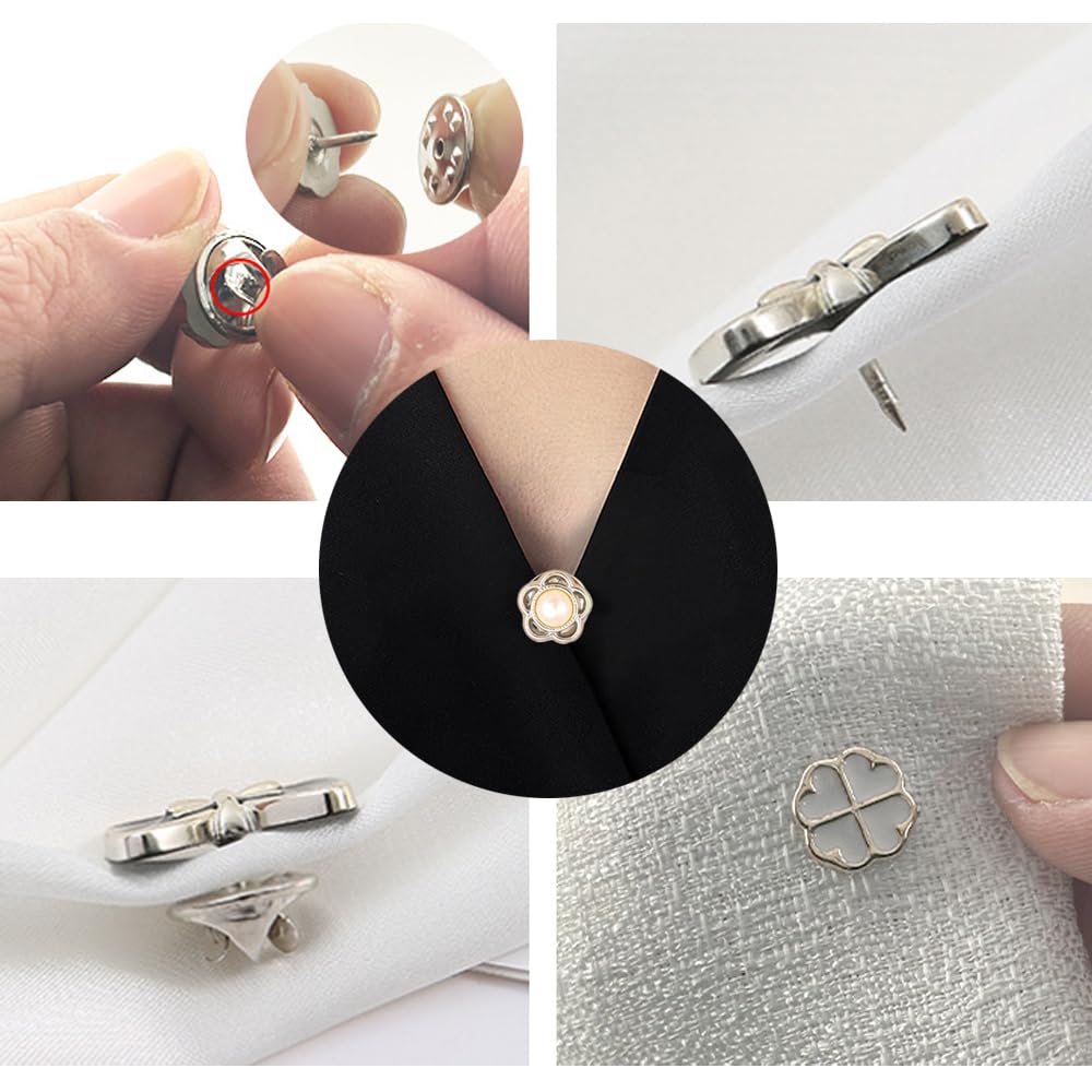 14 Pieces Brooch Safety Pins, Pearl Brooch Button Pin Pant Waist Tightener Pins for Clothes Sweater Shawl Collar Dress Cardigan Shirt Jeans Accessories for Women Girls(Elegant)