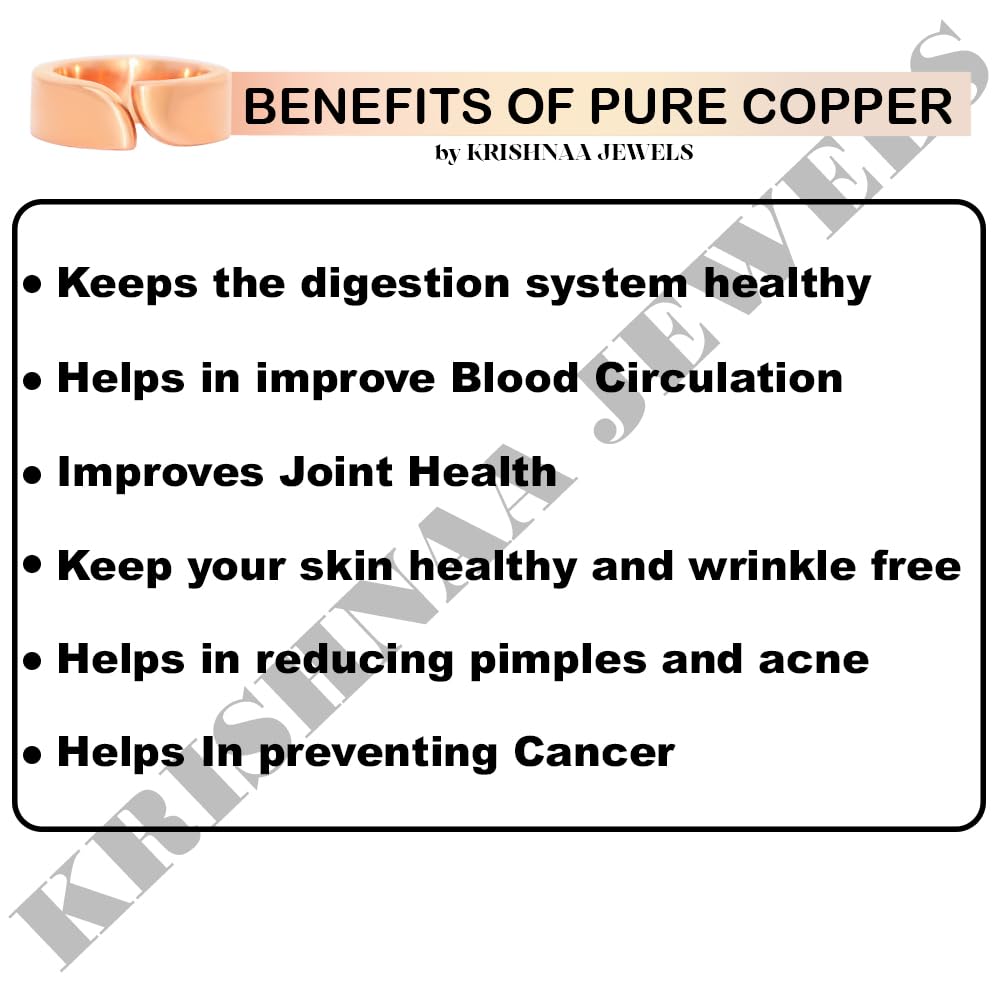 Krishnaa Jewels Pure Copper Classic HandCrafted Band Ring Gift Jewelry for Men and Women (8)