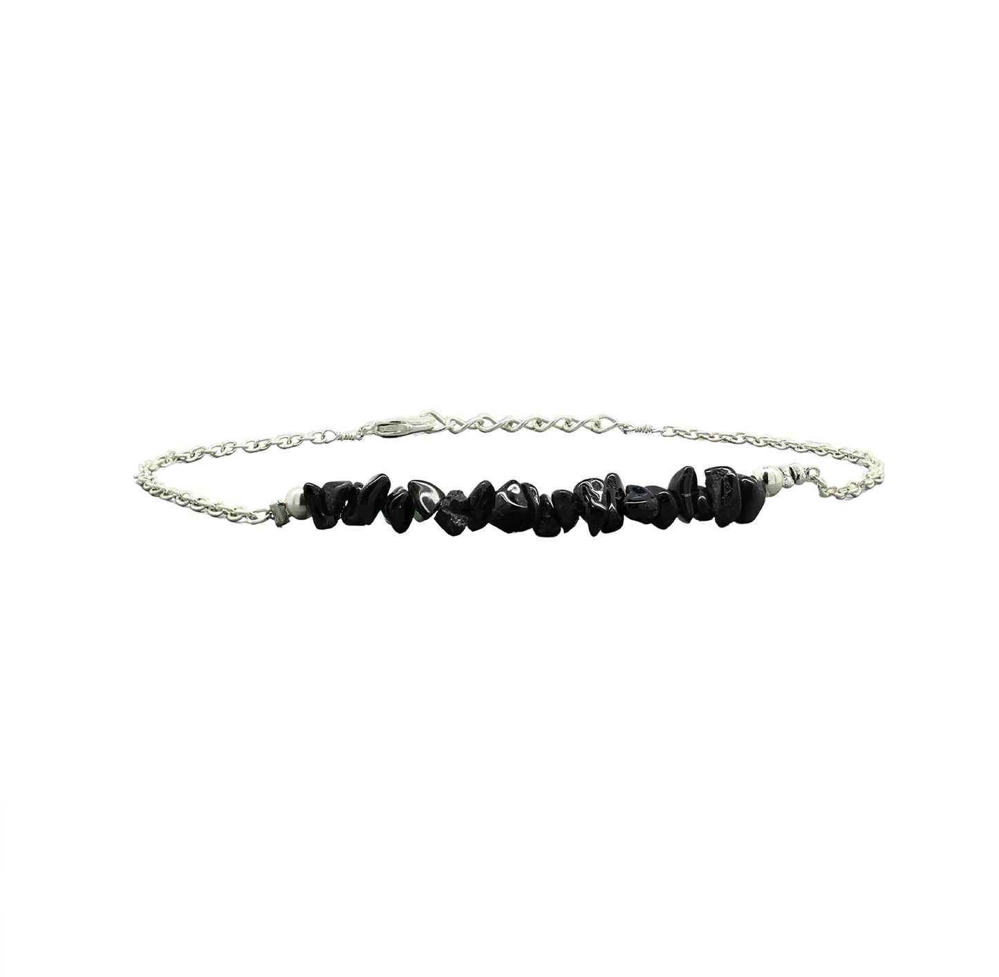 Gempires Natural Gemstone Chip Bar Bracelet for Women, Crystal Healing Bracelet, Multiple Gemstone Options, Adjustable Yellow Gold Plated Chain (7β + 1β Extender), Dainty Stackable Jewelry Gift for Her (Black Tourmaline)