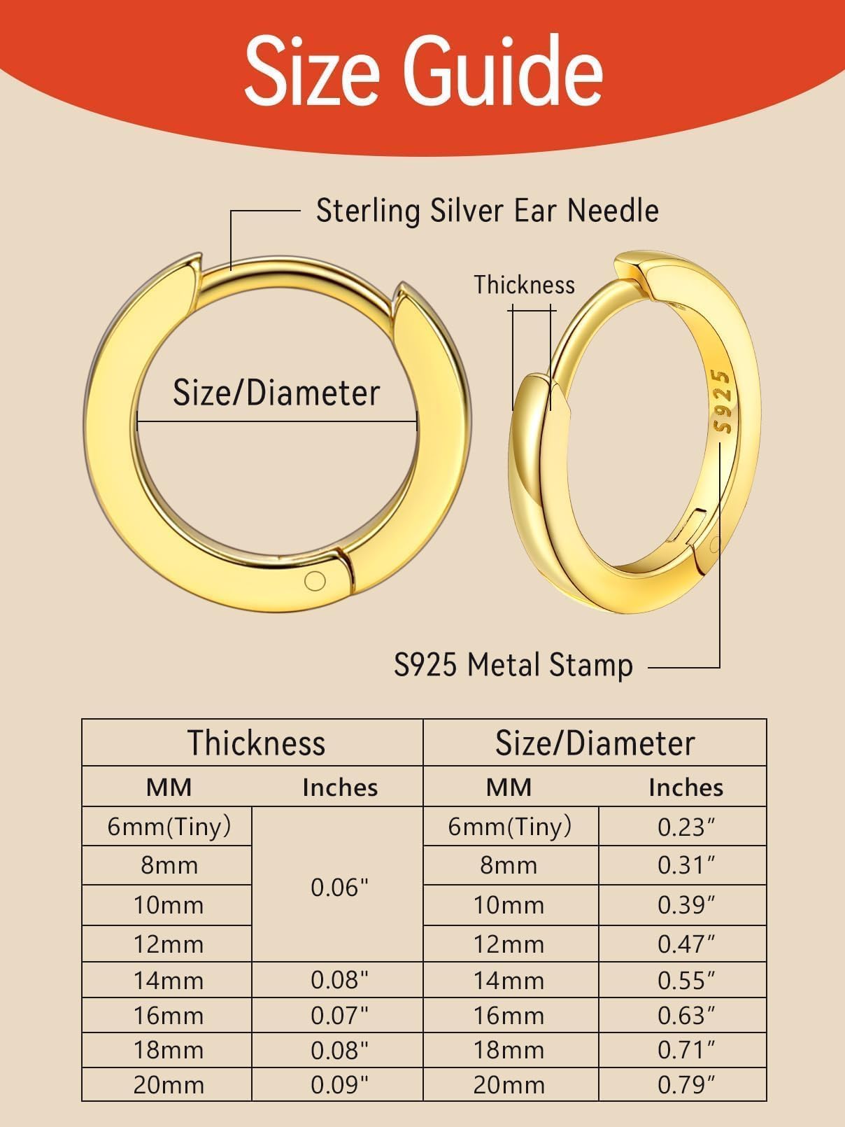FaithHeart 925 Sterling Silver Huggie Hoop Earrings, Small Silver Hoop Earring for Women, 14K Gold Hypoallergenic Cartilage Earrings for Women 8mm