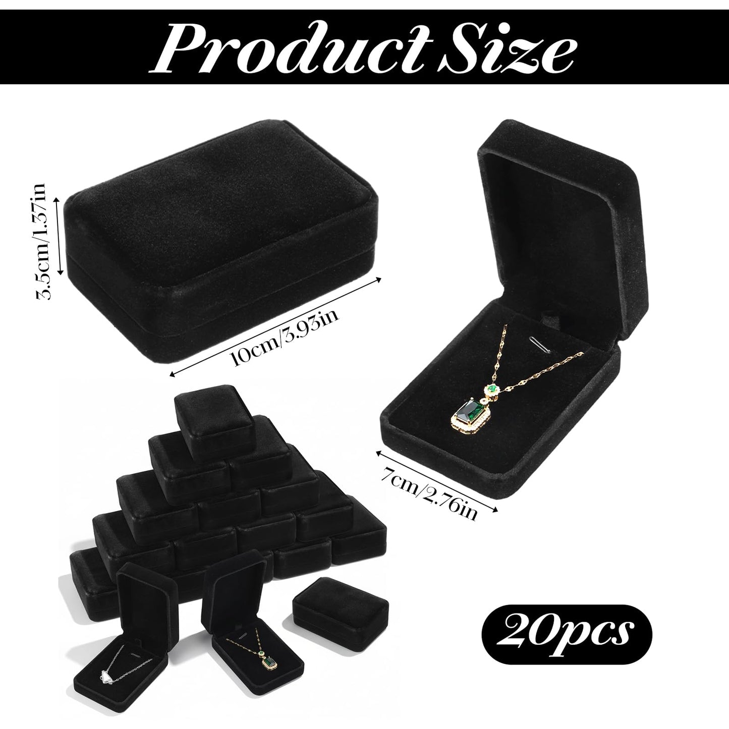20 Pcs Necklace Pendant Box Velvet Jewelry Storage Display Case Ring Earring Pendant Jewelry Boxes Pearl Necklace Holder Gift Boxes for Christmas Wedding Engagement Birthday Anniversary(Black)