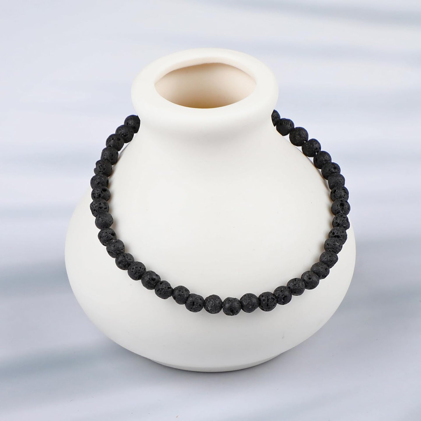 LPBeads Handmade Natural Gemstone Stretch Elastic 4mm Black Lava Bracelet Healing Crystal Round Stone Beads Jewelry Gifts for Women Men
