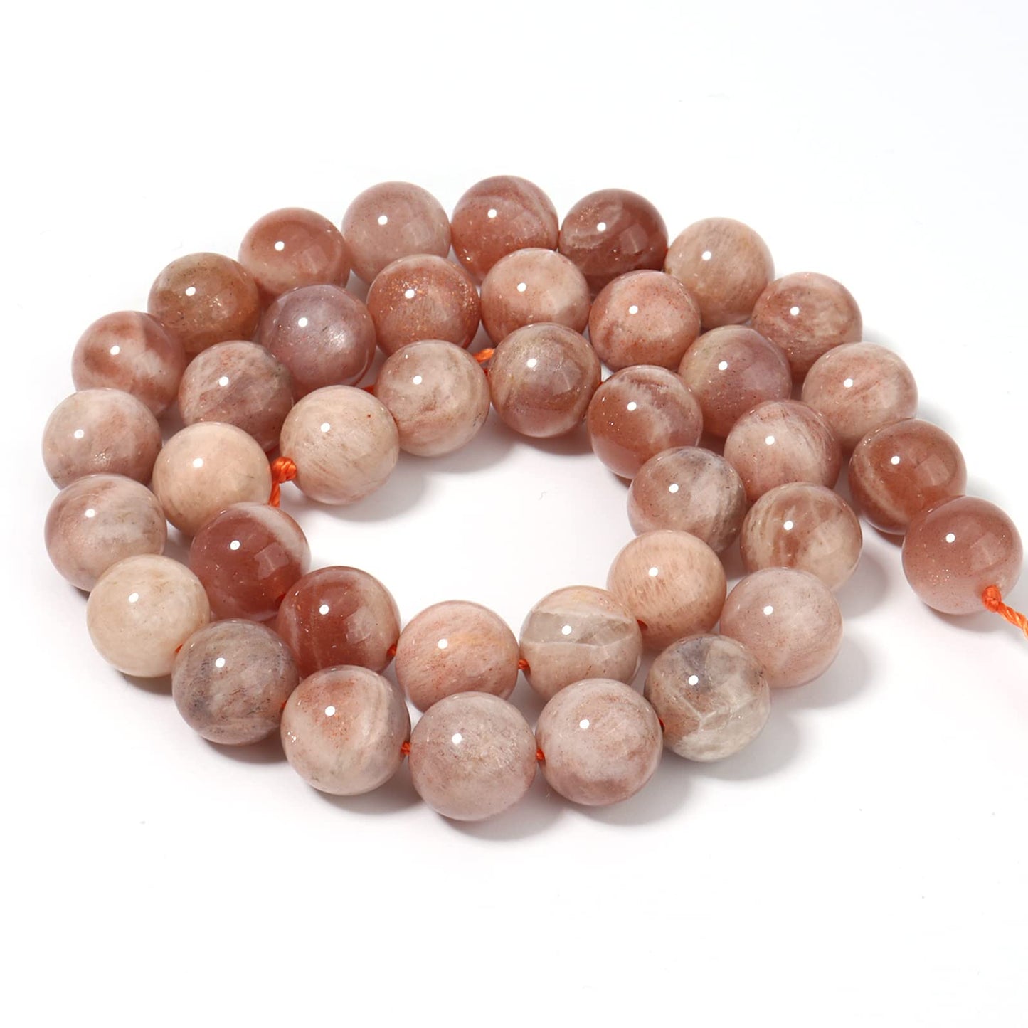 Siomia 35pcs 10mm Natural Sunstone Gemstone Energy Healing Crystal Round Loose Stones for Jewelry Making, DIY Bracelets Necklaces