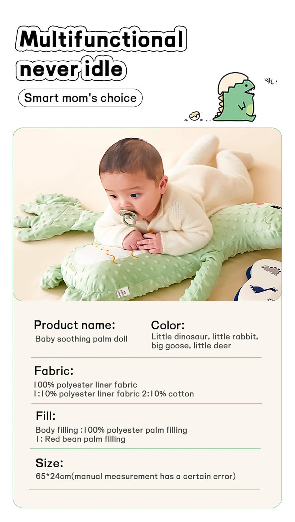 BiniTPGo Interactive Electronic Pet Plush Toy, Soothing Plush Gift for Toddlers, Perfect for Birthdays, Mothers, Expectant Mothers, and Pregnant Women (Green Dinosaur)
