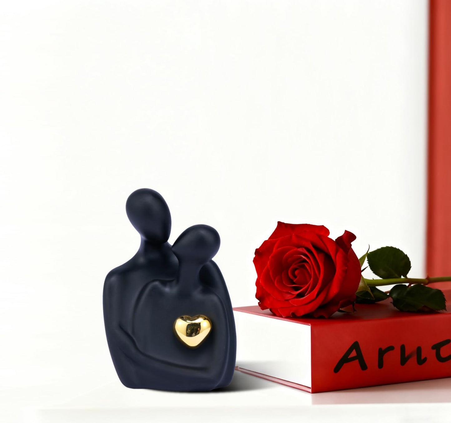 ZMLOOK Black 4.29in Embracing Couple Statue, Suitable for Couples and Lovers, Resin Product, Wedding Decoration for Bride and Groom, Suitable for Modern Living Room and Room Decoration.