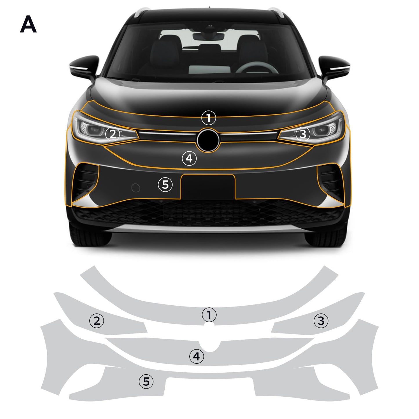 FDAIUN for Volkswagen ID.4 2021-2024 PPF Precut Gloss Clear Car Paint Protective Film Self Healing TPU HD Film Scratch Protector Exterior Accessories (Front Bars + Headlights 5Pcs)